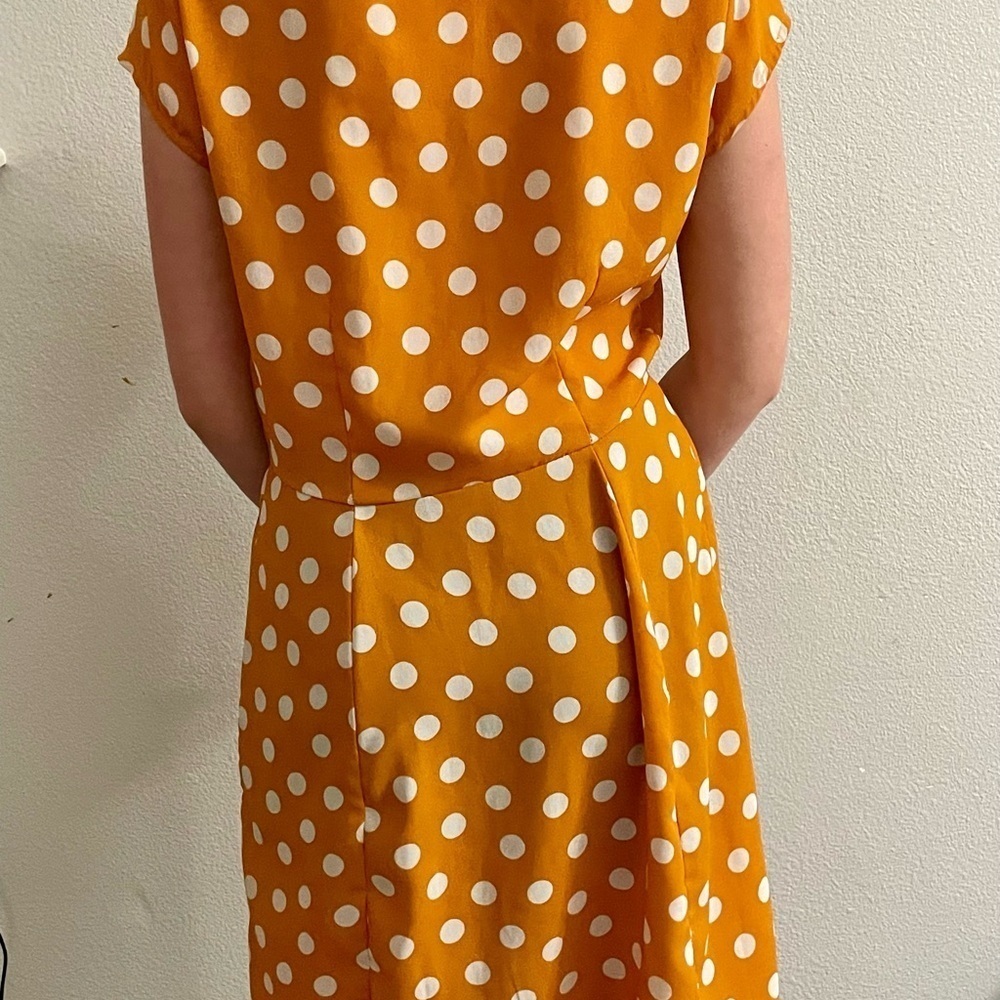 City Streets 50’s Retro Vintage Style Collared Gold Polka Dot Dress Medium - Picture 4 of 9